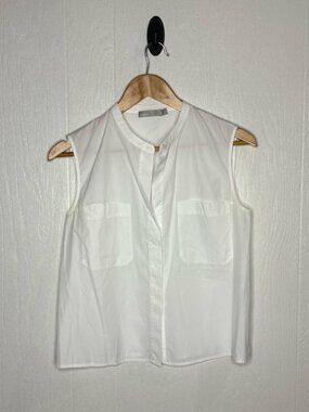 Vince Sleeveless Button Down Top with Split side